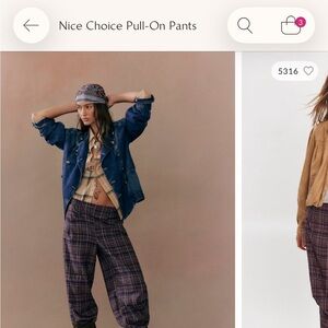 Nice choice pull on pants navy combo plaid free people size M